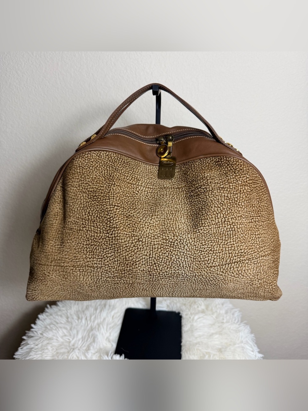 Borbonese by Redwall Lambskin Suede and Leather Handbag